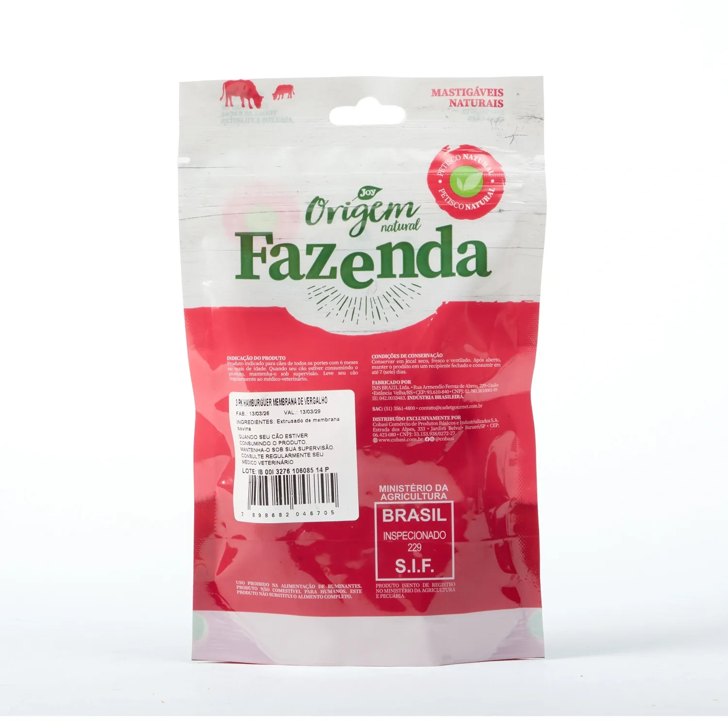 Petisco Origem Natural Fazenda Hambúrguer Bovino